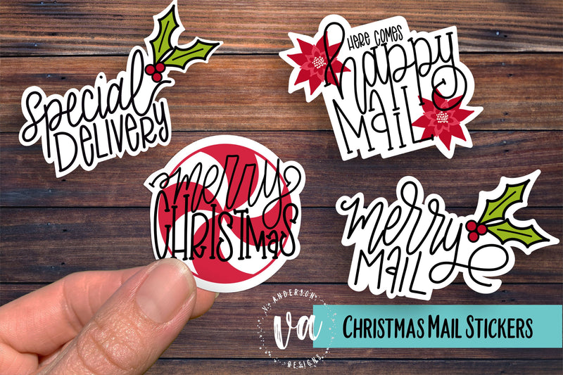 Christmas Mail Sticker Pack PNGs SVG V. Anderson Designs 