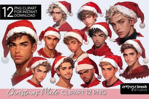 Christmas Male Clipart Bundle, Fashion Men Sublimation Sublimation OrangeBrushStudio 
