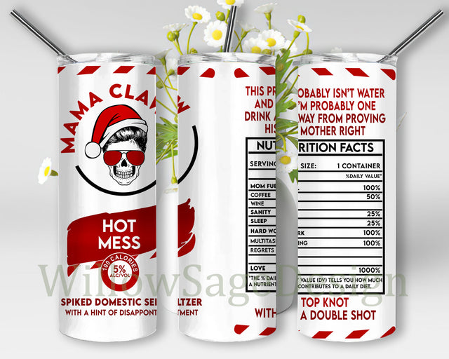 Christmas Mama Claw Tumbler Png, Christmas Nutrition Facts 20oz Skinny Tumbler, Merry Christmas Design Png, Mama Sublimation Design, Digital Download Sublimation WillowSageDesign 
