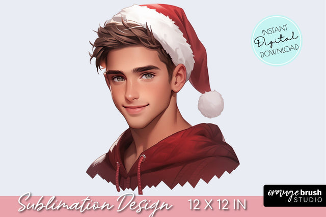 Christmas Man Sublimation Design Male Christmas Clipart Sublimation OrangeBrushStudio 