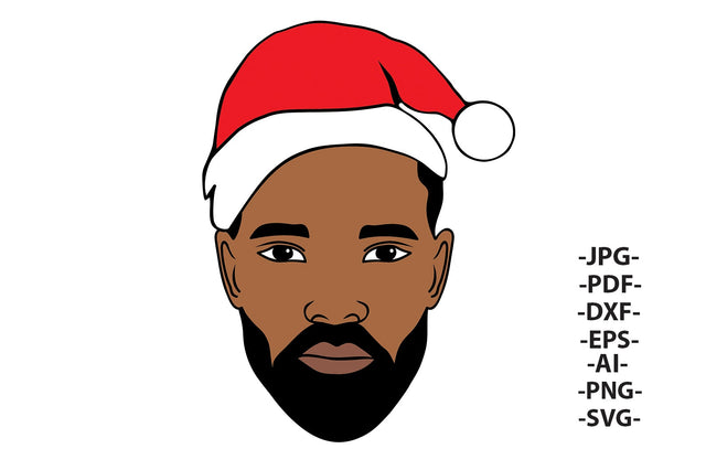 Christmas Man Svg, Afro Man Head, Men Beard, Christmas Hat Svg, Black Man Magic, African American, Melanin, File for Cricut, Svg Cut Files SVG 1uniqueminute 