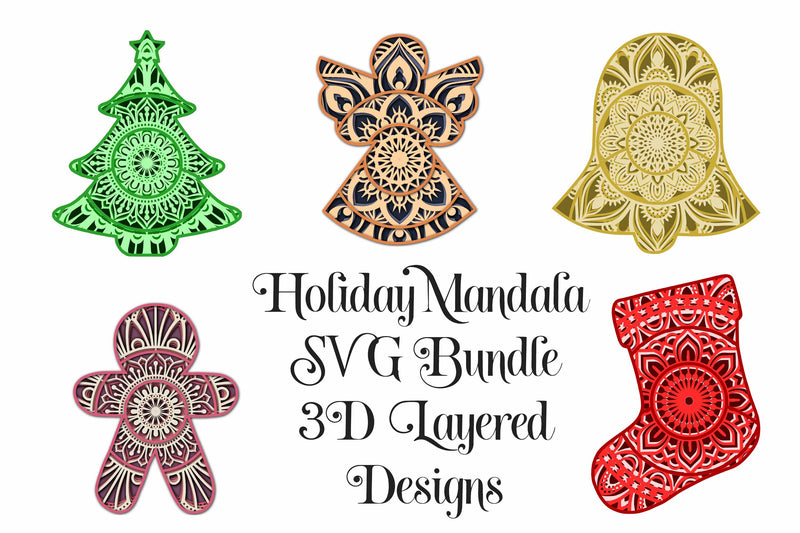 Christmas Mandala Bundle - 3D Layered Mandalas - So Fontsy