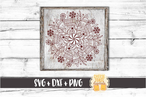 Christmas Mandala Bundle - Holiday Split Mandala SVG PNG DXF Cut Files SVG Cheese Toast Digitals 