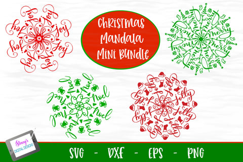 Christmas Mandala Mini Bundle - 4 Christmas Mandala SVG Designs SVG Stacy's Digital Designs 