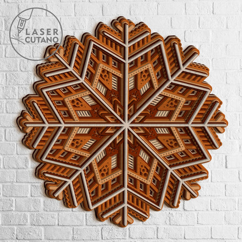 CHRISTMAS MANDALA Multilayer Wood Cut and Paper Cut Template, Home Decoration SVG LaserCutano 