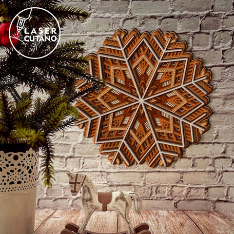 CHRISTMAS MANDALA Multilayer Wood Cut and Paper Cut Template, Home Decoration SVG LaserCutano 