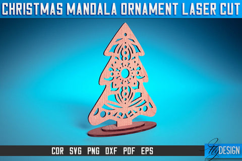 Christmas Mandala Ornament Laser Cut SVG | Christmas Laser Cut SVG Design | CNC Files SVG Fly Design 