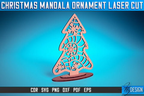 Christmas Mandala Ornament Laser Cut SVG | Christmas Laser Cut SVG Design | CNC Files SVG Fly Design 