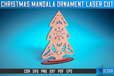 Christmas Mandala Ornament Laser Cut SVG | Christmas Laser Cut SVG Design | CNC Files SVG Fly Design 