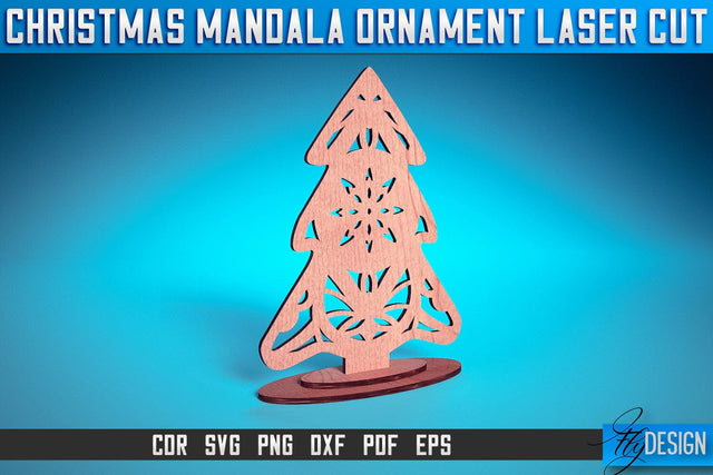 Christmas Mandala Ornament Laser Cut SVG | Christmas Laser Cut SVG Design | CNC Files SVG Fly Design 