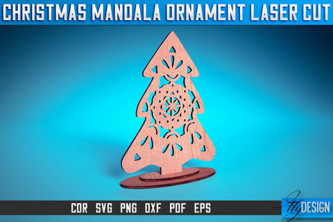 Christmas Mandala Ornament Laser Cut SVG | Christmas Laser Cut SVG Design | CNC Files SVG Fly Design 