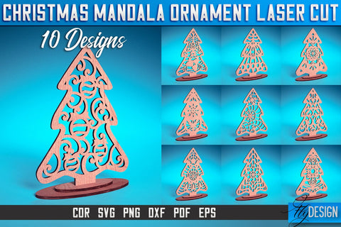 Christmas Mandala Ornament Laser Cut SVG | Christmas Laser Cut SVG Design | CNC Files SVG Fly Design 