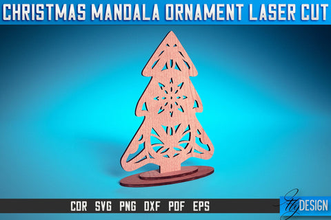 Christmas Mandala Ornament Laser Cut SVG | Christmas Laser Cut SVG Design | CNC Files SVG Fly Design 