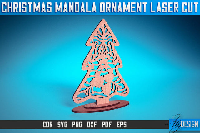Christmas Mandala Ornament Laser Cut SVG | Christmas Laser Cut SVG Design | CNC Files SVG Fly Design 