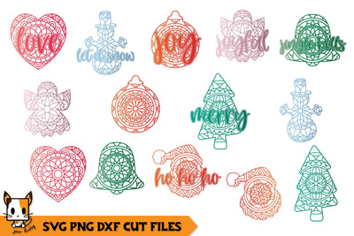 Christmas Mandala Ornament SVG Bundle SVG Zen Kitty 
