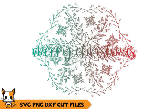 Christmas Mandala SVG | Merry Christmas SVG Zen Kitty 