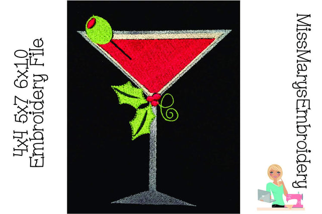 Christmas Martini Embroidery File Embroidery/Applique MissMarysEmbroidery 