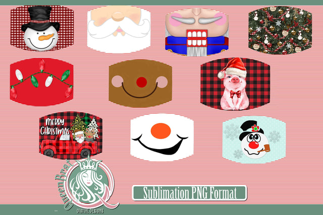 Christmas Mask Sublimation Bundle Sublimation QueenBrat Digital Designs 