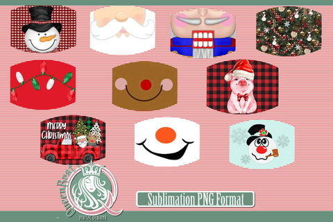 Christmas Mask Sublimation Bundle Sublimation QueenBrat Digital Designs 