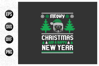 Christmas Meowy Sweater Design Graphic SVG uniquesvg99 