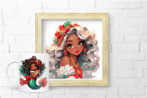 Christmas Mermaid Clipart Bundle Kids Christmas Sublimation SVG OrangeBrushStudio 