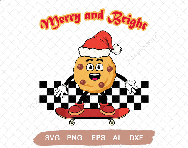 Christmas Merry and bright PNG, Christmas Gingerbread Man svg, Retro Christmas, Printable SVG DiamondDesign 
