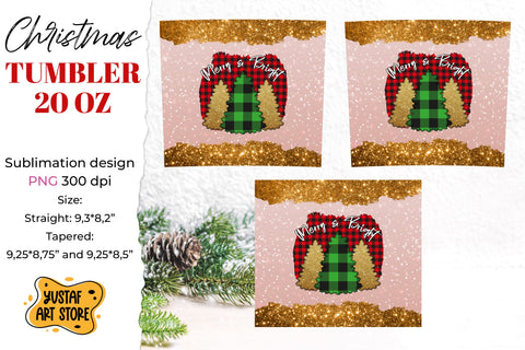 Christmas "Merry & Bright" tumbler sublimation wrap shine Sublimation Yustaf Art Store 