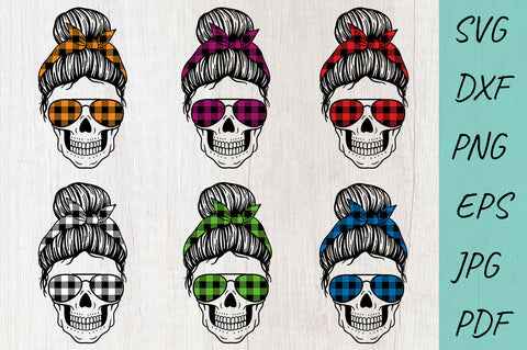 Christmas messy bun, Buffalo Plaid Mom Life, Skull Messy Bun SVG Irina Ostapenko 