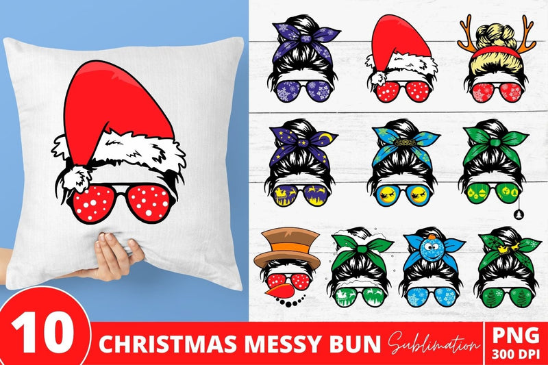 Christmas Messy Bun Sublimation Bundle Sublimation SvgOcean 