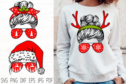 Christmas messy bun svg, Christmas mom life svg, Christmas SVG Digital Rainbow Shop 
