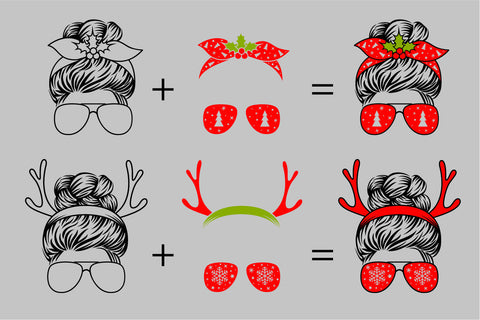 Christmas messy bun svg, Christmas mom life svg, Christmas SVG Digital Rainbow Shop 