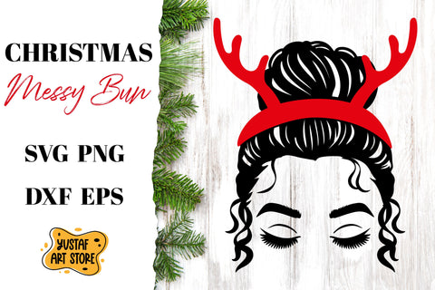 Christmas Messy Bun SVG mini Bundle 4 design SVG Yustaf Art Store 