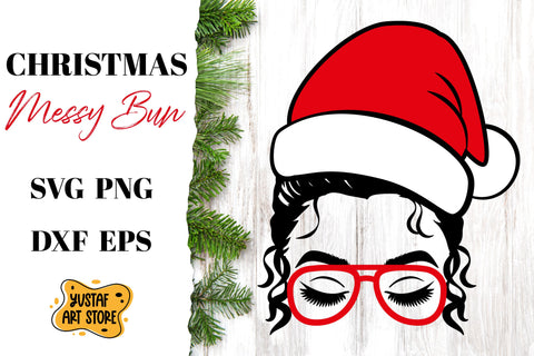 Christmas Messy Bun SVG mini Bundle 4 design SVG Yustaf Art Store 