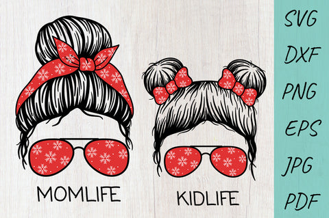 Christmas Messy Bun SVG, Mom Life, Kid life Svg SVG Irina Ostapenko 