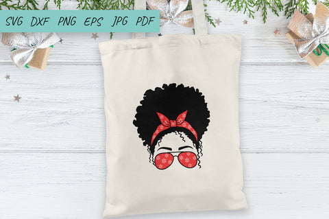 Christmas Messy Bun SVG | Mom Life SVG | Afro Women SVG SVG Irina Ostapenko 