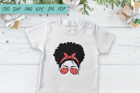 Christmas Messy Bun SVG | Mom Life SVG | Afro Women SVG SVG Irina Ostapenko 