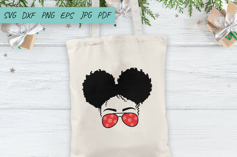 Christmas Messy Bun SVG | Mom Life SVG | Afro Women SVG SVG Irina Ostapenko 