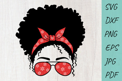Christmas Messy Bun SVG | Mom Life SVG | Afro Women SVG SVG Irina Ostapenko 