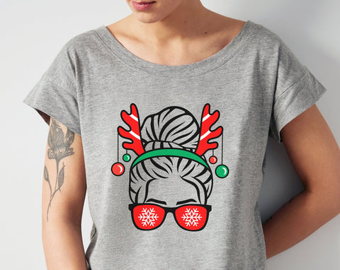 Christmas Messy Bun svg, Mom life svg, Funny Christmas svg SVG Pretty Meerkat 