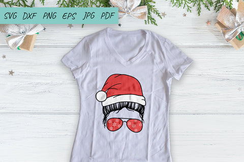 Christmas Messy Bun SVG, Mom Life SVG, Mom Life Santa Hat SVG Irina Ostapenko 