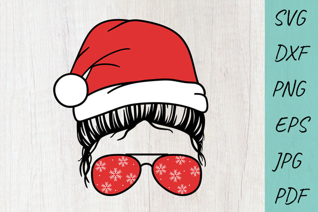 Christmas Messy Bun SVG, Mom Life SVG, Mom Life Santa Hat SVG Irina Ostapenko 