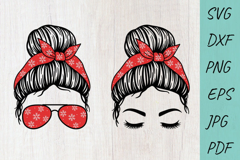 Christmas Messy Bun SVG, Mom Life SVG SVG Irina Ostapenko 