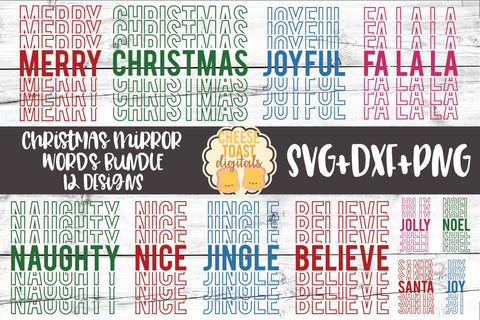 Christmas Mirror Words Bundle - Holiday SVG PNG DXF Cut Files SVG Cheese Toast Digitals 