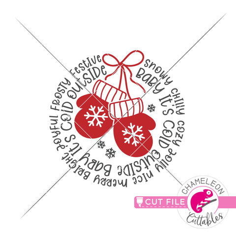 Christmas mittens word art circle round svg png dxf SVG Chameleon Cuttables 