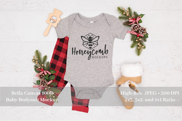 Christmas Mockup, Bella Canvas 100B Heather Athletic, Baby Mockup, Baby Bodysuit Mockup Mock Up Photo Honeycomb Mockups 