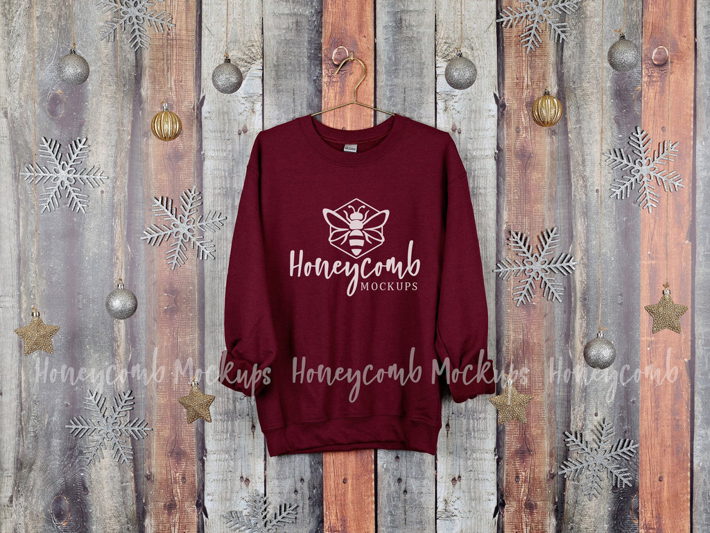 Gildan 18000 Maroon Christmas Mockup Sweatshirt Sweater Mockup   Etsy