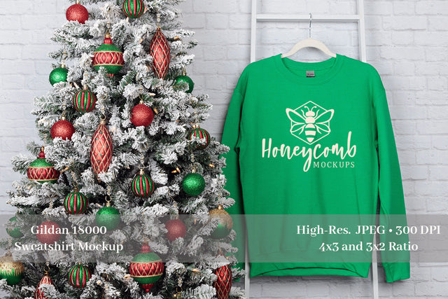 Christmas Mockup, Irish Green 18000 Mockup, Green Sweatshirt Mockup Mock Up Photo Honeycomb Mockups 