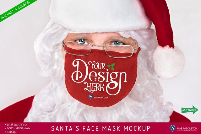 Christmas Mockup with Santa | Face Mask styled photo - *jpeg file Mock Up Photo Mae Middleton Studio 