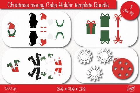 Christmas money cake holder SVG Bundle| Cardstock money cake| Christmas Money holder svg Bundle SVG Createya Design 