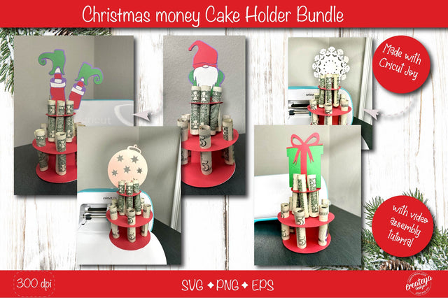 Christmas money cake holder SVG Bundle| Cardstock money cake| Christmas Money holder svg Bundle SVG Createya Design 